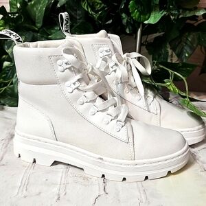 Dr. Martens Combs Platform Women's White Boots 9